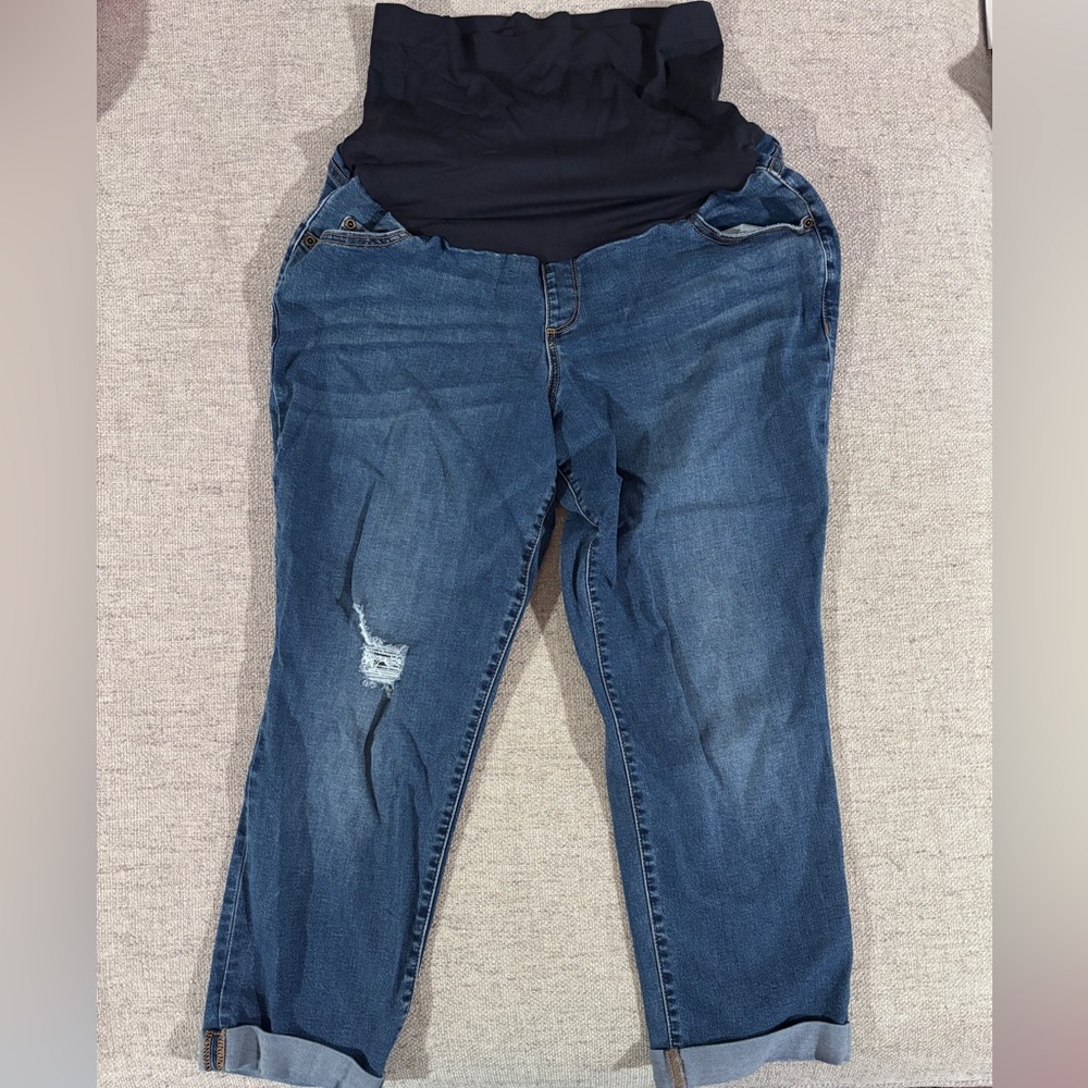 Women's Blue Maternity Capris